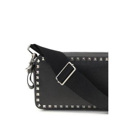 Valentino Garavani Black Calf Leather Bos Taurus Shoulder Bag