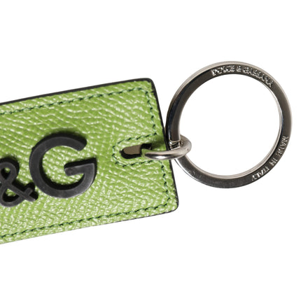 Dolce & Gabbana Green Calf Leather DG Logo Metal Ring Keyring Keychain