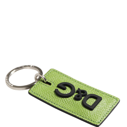 Dolce & Gabbana Green Calf Leather DG Logo Metal Ring Keyring Keychain