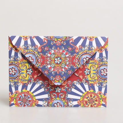 Dolce & Gabbana Multicolor Carretto Siciliano Envelope Post Card Holder