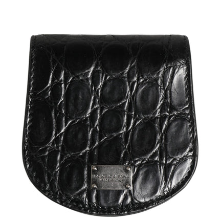 Dolce & Gabbana Black Exotic Skin Condom Case Holder Pocket Wallet