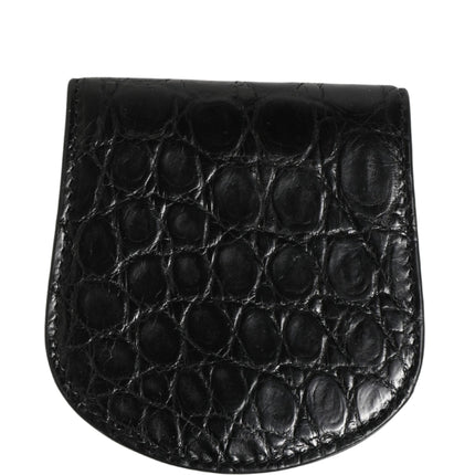 Dolce & Gabbana Black Exotic Skin Condom Case Holder Pocket Wallet