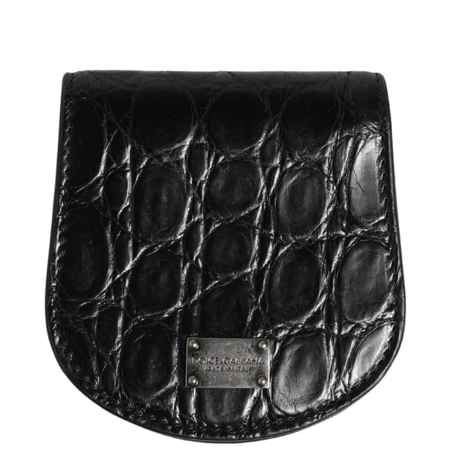 Dolce & Gabbana Black Exotic Skin Condom Case Holder Pocket Wallet