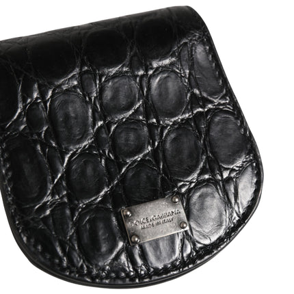 Dolce & Gabbana Black Exotic Skin Condom Case Holder Pocket Wallet