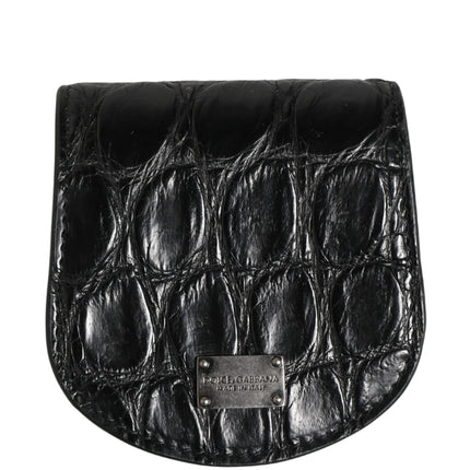 Dolce & Gabbana Black Exotic Skin Condom Case Holder Pocket Wallet