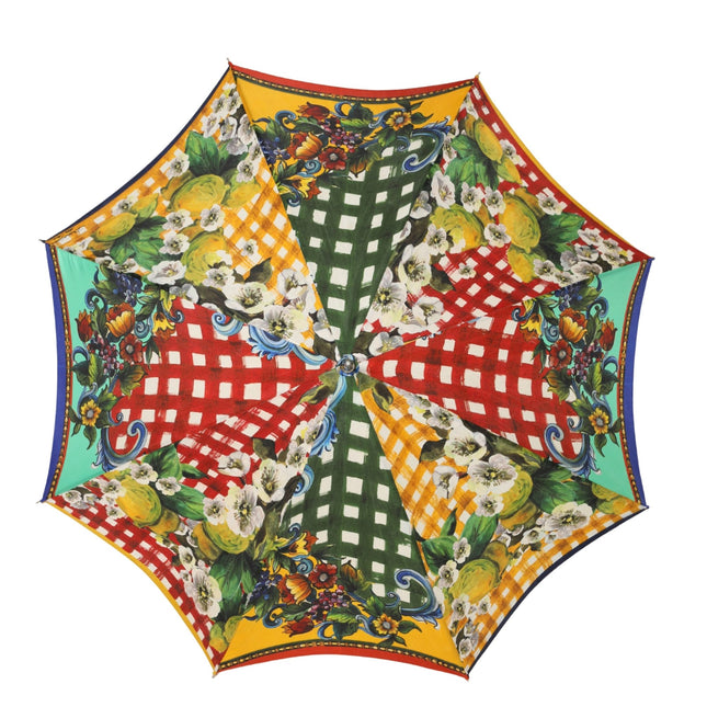 Dolce & Gabbana Multicolor Carretto Siciliano Print Collapsible Umbrella