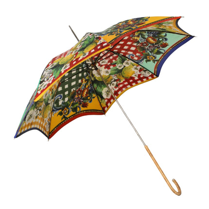 Dolce & Gabbana Multicolor Carretto Siciliano Print Collapsible Umbrella