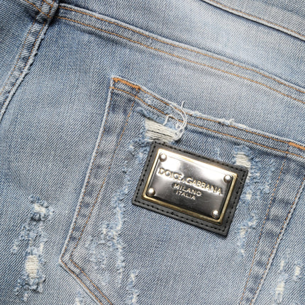 Dolce & Gabbana Light Blue Distressed Skinny Men Denim Jeans