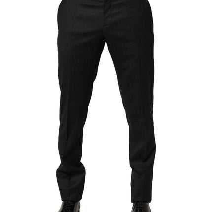 Dolce & Gabbana Black Wool Skinny Men Dress Trouser Pants