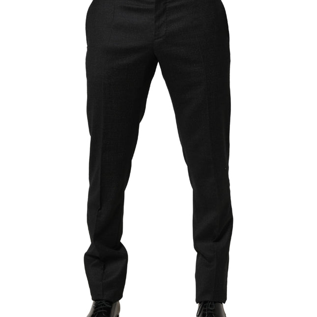 Dolce & Gabbana Black Wool Skinny Men Dress Trouser Pants