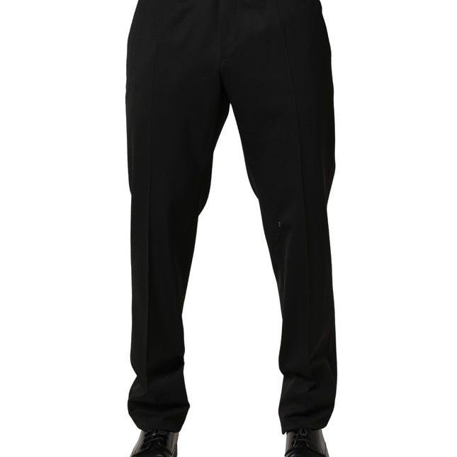 Dolce & Gabbana Black Wool Skinny Men Dress Trouser Pants