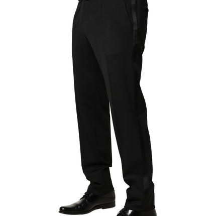 Dolce & Gabbana Black Wool Skinny Men Dress Trouser Pants
