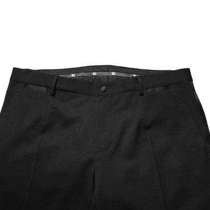 Dolce & Gabbana Black Wool Skinny Men Dress Trouser Pants