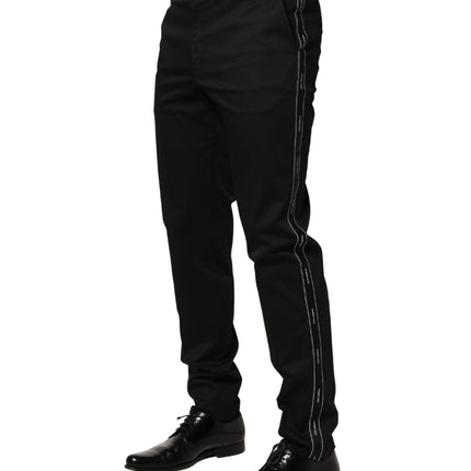 Dolce & Gabbana Black Cotton Skinny Men Dress Trouser Pants