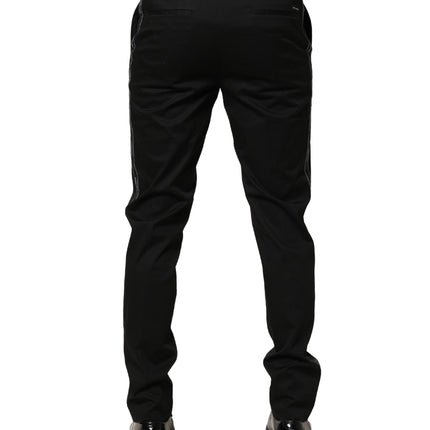 Dolce & Gabbana Black Cotton Skinny Men Dress Trouser Pants