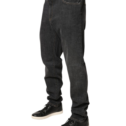 Dolce & Gabbana Dark Gray Slim Fit Cotton Men Denim Jeans