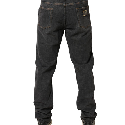 Dolce & Gabbana Dark Gray Slim Fit Cotton Men Denim Jeans