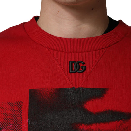 Dolce & Gabbana Red Graphic Crew Neck Men Sweatshirt Sweater