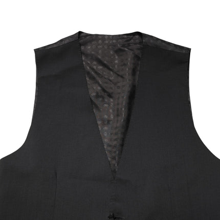 Dolce & Gabbana Black Wool Dress Men Formal Waistcoat Vest