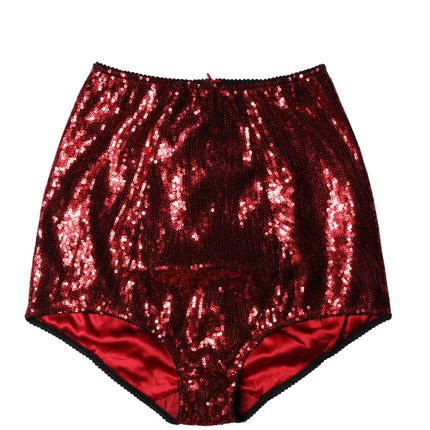 Dolce & Gabbana Red Sequin Embellished High Waist Girdle Underwear