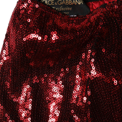 Dolce & Gabbana Red Sequin Embellished High Waist Girdle Underwear
