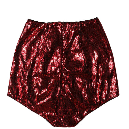 Dolce & Gabbana Red Sequin Embellished High Waist Girdle Underwear