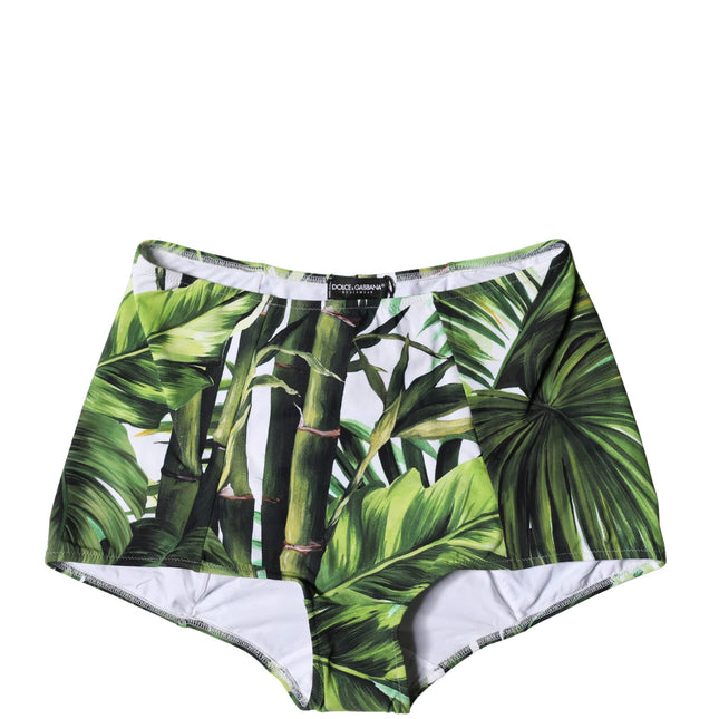 Dolce & Gabbana Green Leaf Print High-Waisted Girdle Underwear
