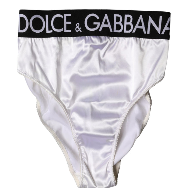 Dolce & Gabbana White Logo Brief High Waist Panty Underwear