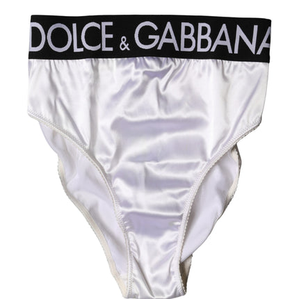 Dolce & Gabbana White Logo Brief High Waist Panty Underwear