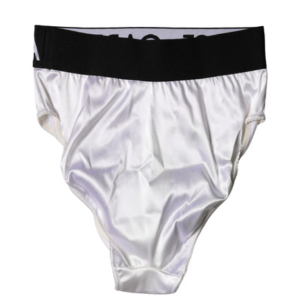 Dolce & Gabbana White Logo Brief High Waist Panty Underwear