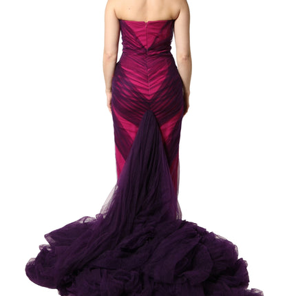 Dolce & Gabbana Pink Black Strapless Sheath Mermaid  Dress