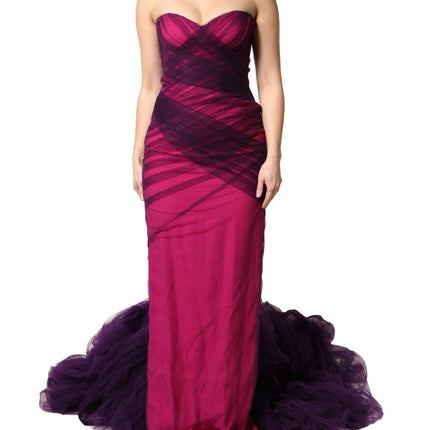 Dolce & Gabbana Pink Black Strapless Sheath Mermaid  Dress