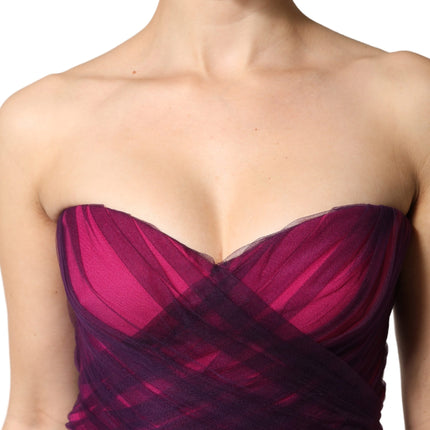 Dolce & Gabbana Pink Black Strapless Sheath Mermaid  Dress