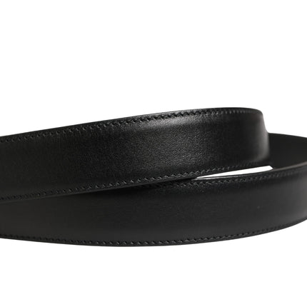 Dolce & Gabbana Men Black Classic Leather Metal Buckle Belt