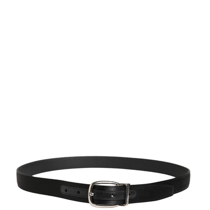 Dolce & Gabbana Men Black Classic Leather Metal Buckle Belt