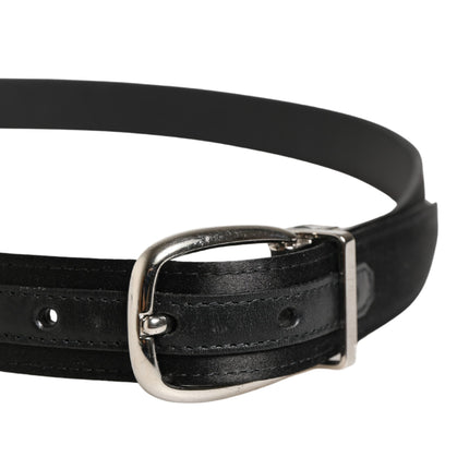 Dolce & Gabbana Men Black Classic Leather Metal Buckle Belt