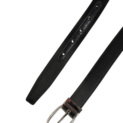 Dolce & Gabbana Men Black Classic Leather Metal Buckle Belt