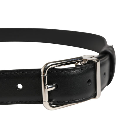 Dolce & Gabbana Men Black Classic Leather Metal Buckle Belt