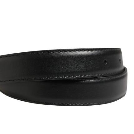 Dolce & Gabbana Men Black Classic Leather Metal Buckle Belt