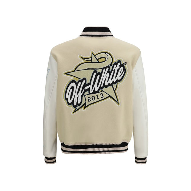 Off-White Beige Wool Oves Aries Bomber