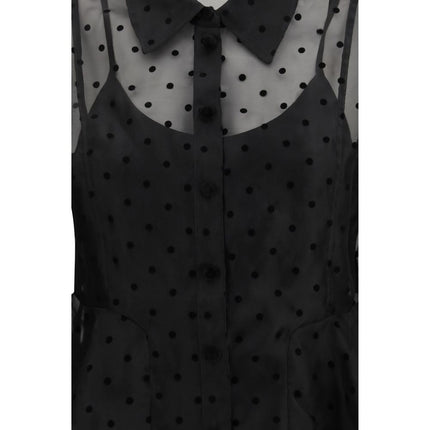 Ganni Black Recycled Polyester Pattern Shirt
