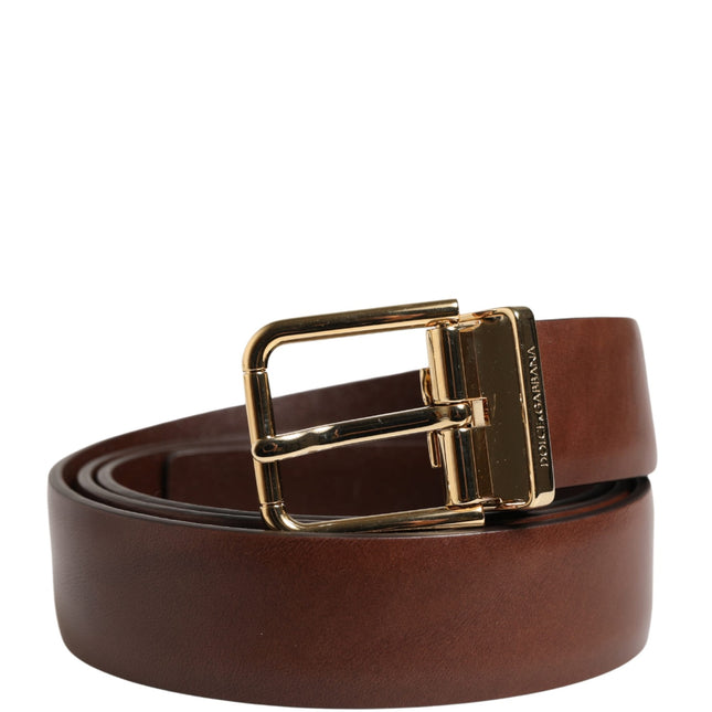 Dolce & Gabbana Men Brown Classic Leather Metal Buckle Belt