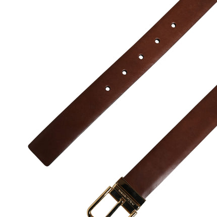 Dolce & Gabbana Men Brown Classic Leather Metal Buckle Belt