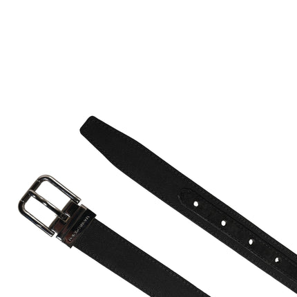 Dolce & Gabbana Men Black Viscose Leather Metal Buckle Belt