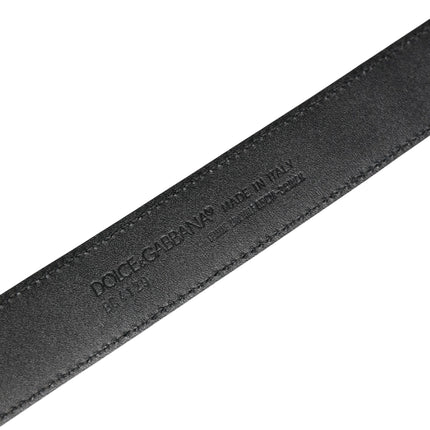 Dolce & Gabbana Men Black Exotic Leather Logo Buckle Belt