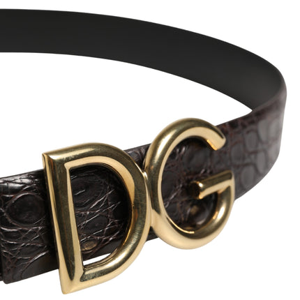 Dolce & Gabbana Men Black Exotic Leather Logo Buckle Belt