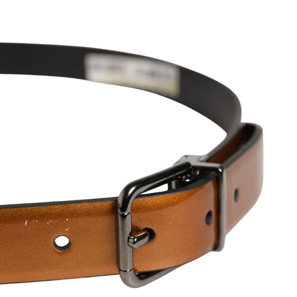 Dolce & Gabbana Men Brown Classic Leather Metal Buckle Belt