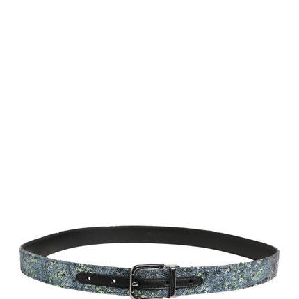 Dolce & Gabbana Men Multicolor Sequin Silver Metal Buckle Belt