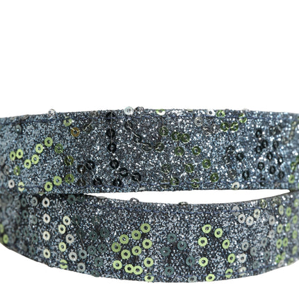 Dolce & Gabbana Men Multicolor Sequin Silver Metal Buckle Belt