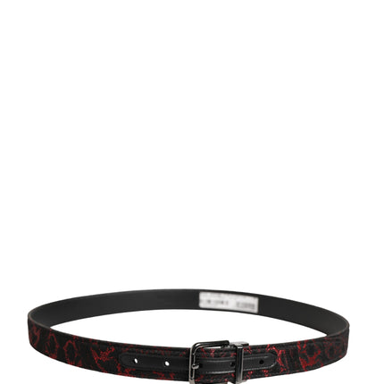 Dolce & Gabbana Black Red Polyester Silver Metal Buckle Belt